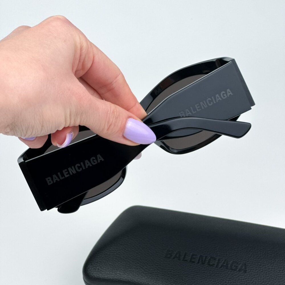 Balenciaga BB0329S 003 BRAND NEW Sunglasses Black Grey Geometric Unisex - Picture 4 of 12